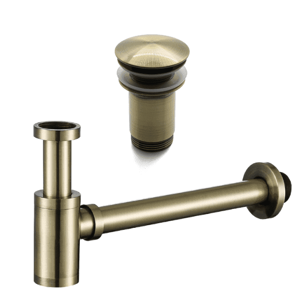 Siphon et Bonde clic-clac Doré brossé