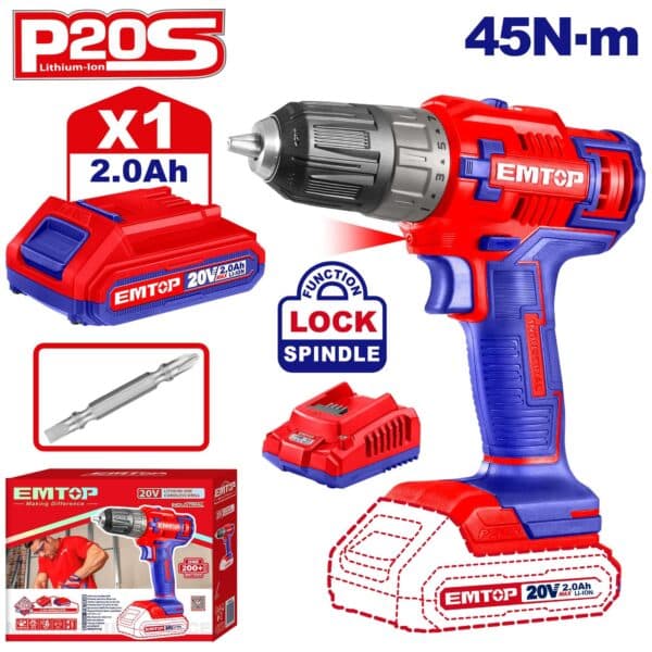 Perceuse sans fil 20V – EMTOP